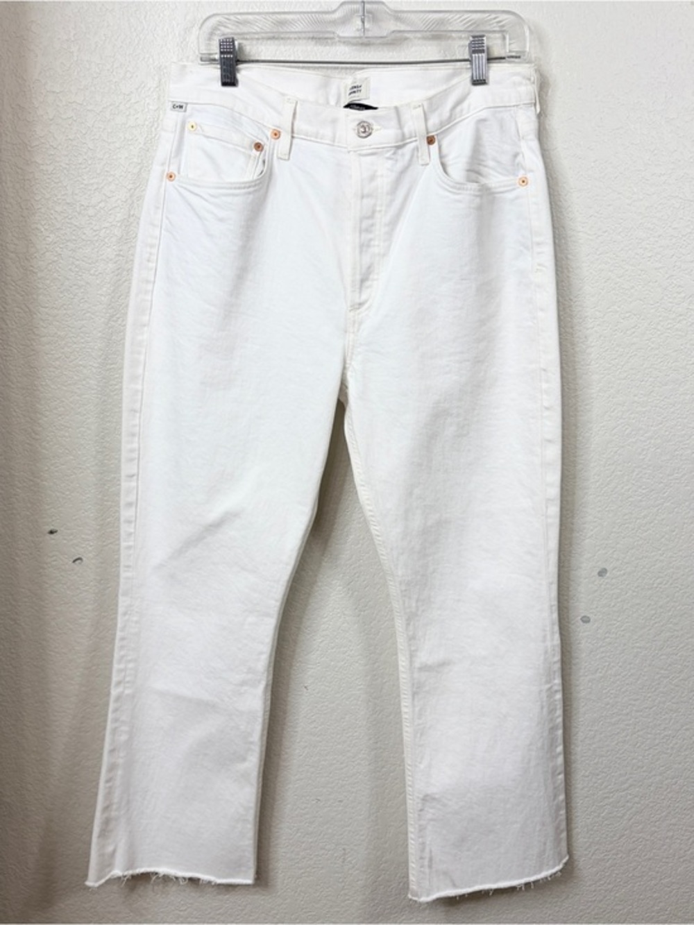 COH Citizens of Humanity White Cropped Kick It Ankle High Rise Jeans 30/26